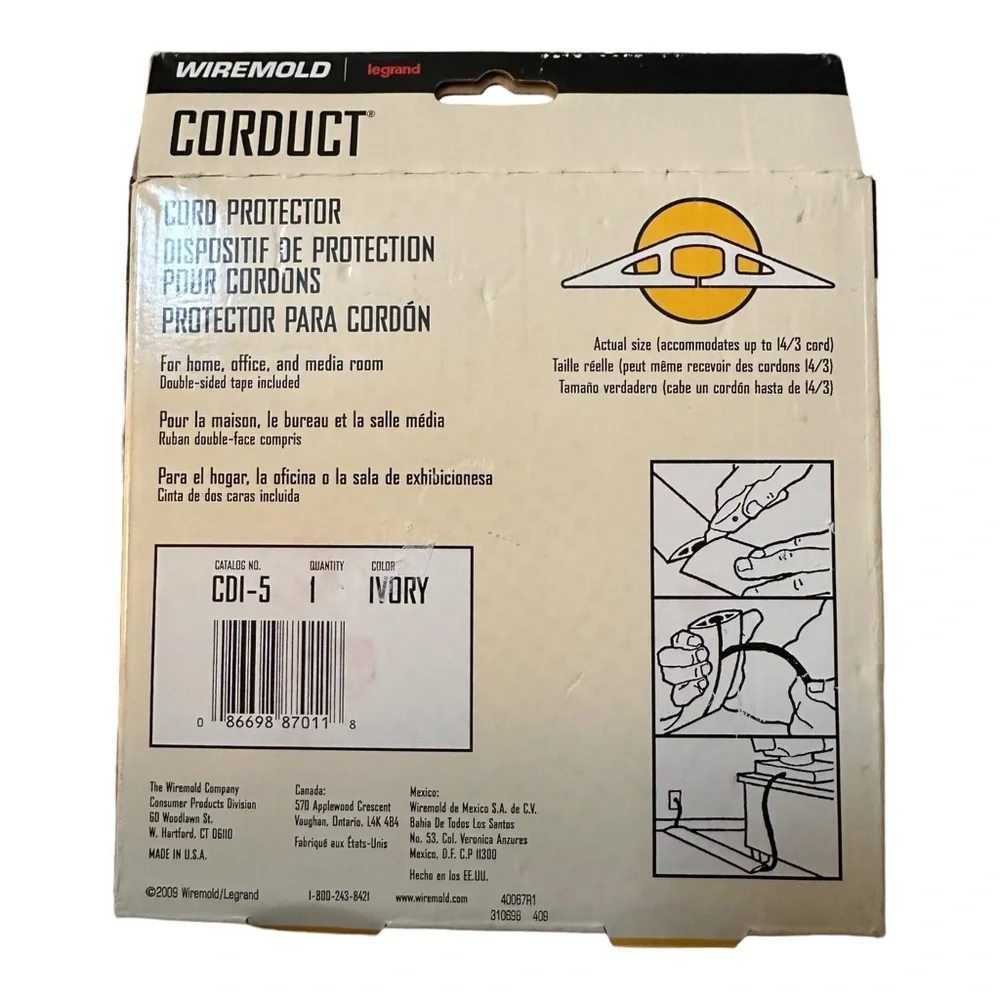 NEW Legrand WIREMOLD Floor Cord Protector -5' length, Ivory, For up to 14/3 Cord